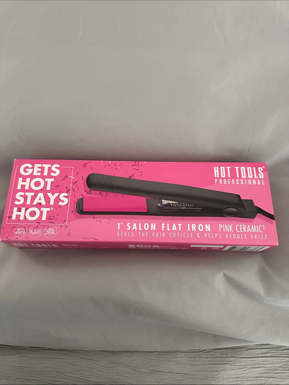 Hot Tools 1" Pink Ceramic Salon Flat Iron - Black & Pink